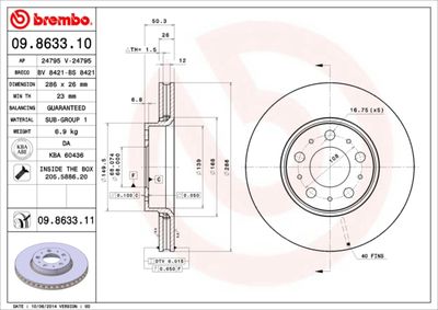 Dischi freno anteriore Volvo S60 I (384) 07/00-04/10