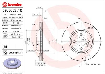 Dischi freno anteriore MINI MINI (R50, R53) 06/01-09/