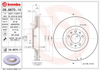 Dischi freno anteriore Citroën C6 (td_) 09/05-12/12 /