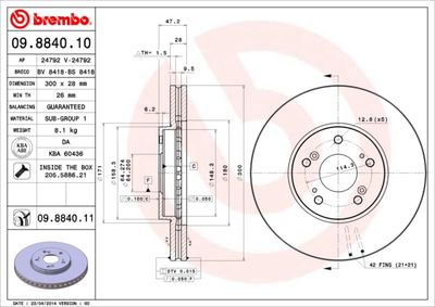 Dischi freno anteriore acura tl 10/98-09/03 / Honda (