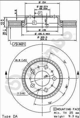 Dischi freno anteriore Volvo S60 I (384) 07/00-04/10