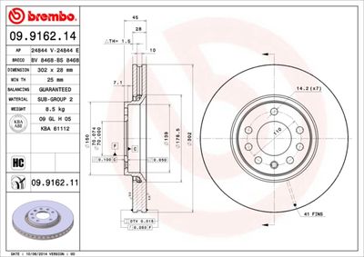 Dischi freno anteriore cadillac bls 04/06-> / cadilla