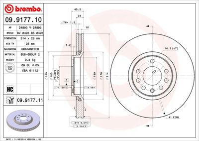 Dischi freno anteriore cadillac bls 04/06-> / cadilla