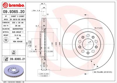 Dischi freno anteriore Alfa Romeo 159 (939_) 06/05-12