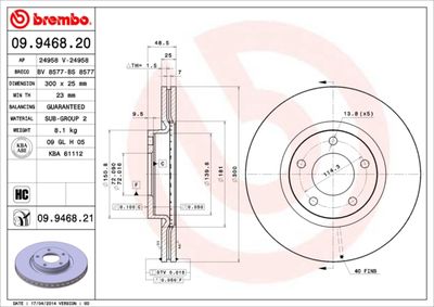 Dischi freno anteriore Mazda 3 (bk) 10/03-12/09 / maz