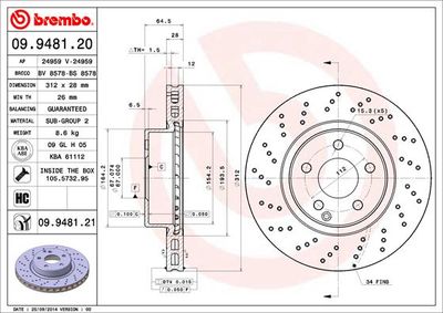 Dischi freno anteriore Mercedes-Benz sl (R230) 10/01-