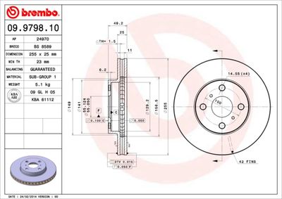 Dischi freno anteriore Toyota prius saloon (_W1_) 05/