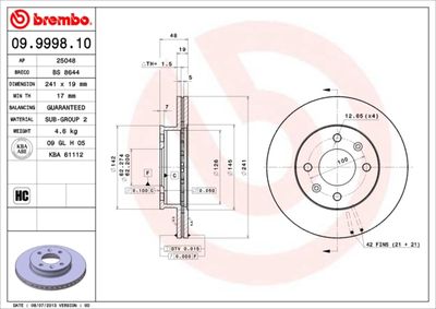 Dischi freno anteriore Hyundai getz (tb) 06/01-01/11