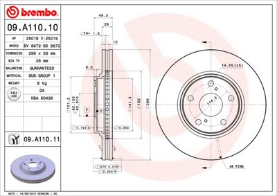 Dischi freno anteriore Toyota camry saloon (_V3_) 08/
