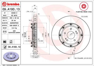 Dischi freno anteriore Mitsubishi lancer VIII (cy_a,