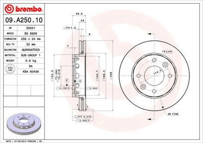 Brembo 09.A250.10 / discofreno prime line