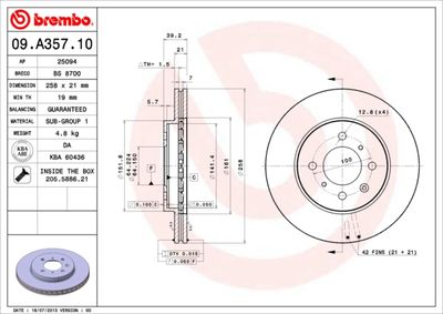 Dischi freno anteriore Honda city saloon (GM2, GM3) 0