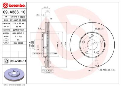 Dischi freno anteriore Lexus es (VCV10_, VZV21_) 09/8