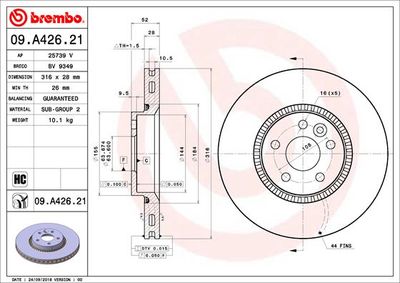 Dischi freno anteriore Volvo S60 II (134) 04/10-12/18
