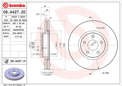 Dischi freno anteriore Ford mondeo IV (BA7) 03/07-01/