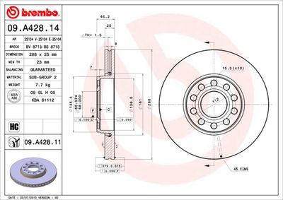 Dischi freno anteriore Skoda superb I (3U4) 12/01-03/