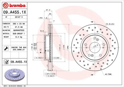 Dischi freno anteriore Honda civic VIII hatchback (fn