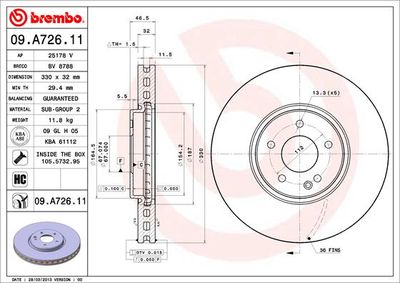 Dischi freno anteriore Chrysler crossfire 07/03-12/08