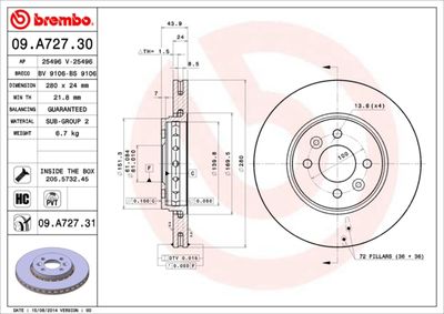 Dischi freno anteriore auto box body/