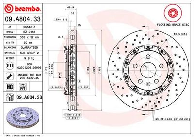 Dischi freno anteriore Opel insignia a (G09) 07/08-03