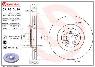 Dischi freno anteriore Audi A4 (8E2, B6) 11/00-12/05