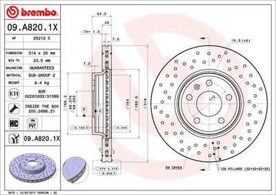 Dischi freno anteriore Audi (faw) A4L (B8, 828) 11/08