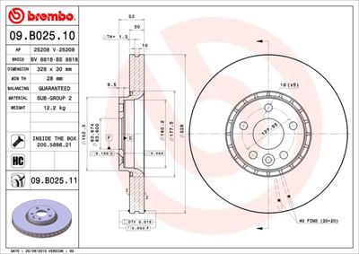 Dischi freno anteriore Volvo asia XC60 11/14-12/17 /