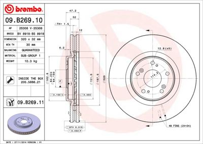 Dischi freno anteriore Honda accord IX saloon (CR) 09