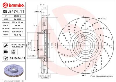 Dischi freno anteriore Mercedes-Benz sl (R231) 01/12-