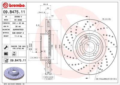 Dischi freno anteriore Mercedes-Benz sl (R231) 01/12-