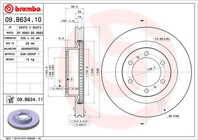 Dischi freno anteriore Lexus gx (URJ15_, GRJ15_) 11/0
