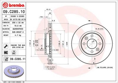 Dischi freno anteriore auto II 10/12-> /