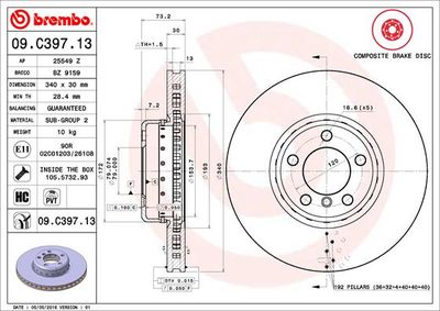 Dischi freno anteriore BMW (brilliance) 3 series (F30