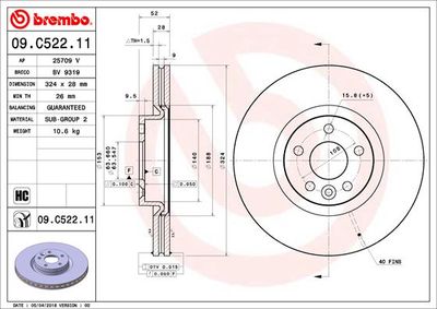 Dischi freno anteriore Volvo XC60 (156) 05/08-12/17