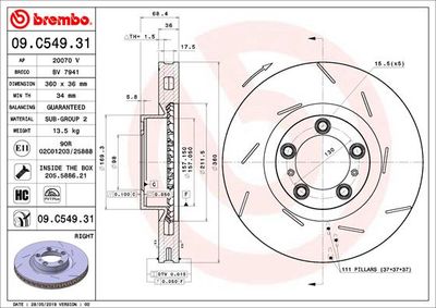 Dischi freno ant DX sing. Porsche panamera (970) 03/09-1