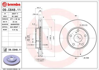 Dischi freno anteriore Toyota auris (_E18_) 10/12-12/