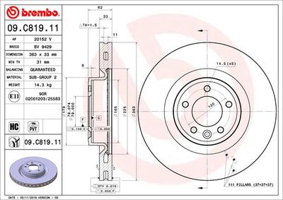 Dischi freno anteriore Land Rover discovery V (L462)