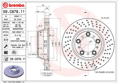 Dischi freno posteriore Porsche 911 (991) 12/11-> / po
