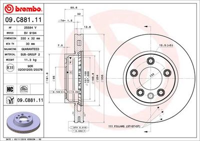 Dischi freno anteriore Porsche cayenne (9PA) 09/02-12