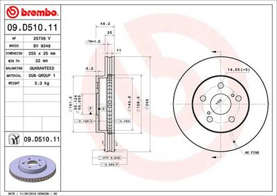 Dischi freno anteriore Toyota prius (_W5_) 09/15-> /
