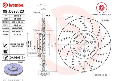 Dischi freno anteriore BMW 5 (G30, F90) 09/16-> / BMW