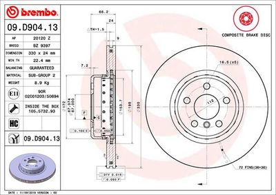 Dischi freno anteriore BMW 5 (G30, F90) 09/16-> / BMW
