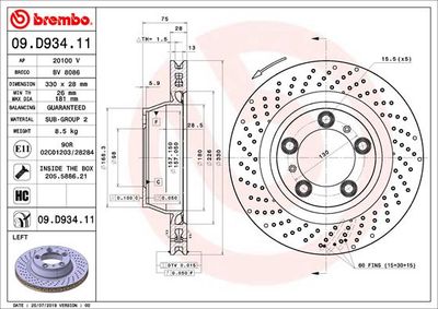 Dischi freno posteriore Porsche 911 (991) 12/11-> / po