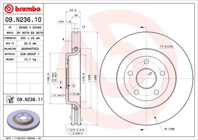 Brembo 09.N236.11 / discofreno prime line - UV coated