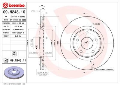 Dischi freno anteriore Chrysler grand voyager V (rt)