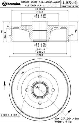 Brembo 14.A672.10 / tamburo freno essential line