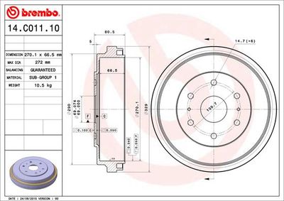 Brembo 14.C011.10 / tamburo freno essential line