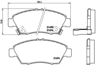 Pastiglie freno anteriore acura ilx saloon 09/12-> / hon