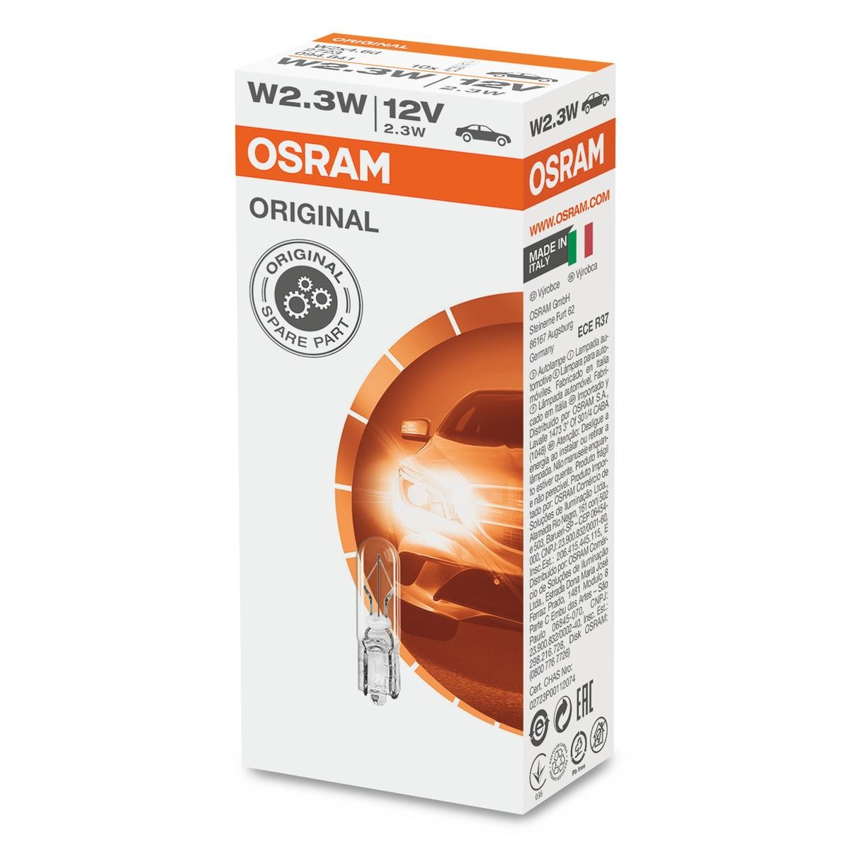 Lampada 12V 2,3W W2,3W tutto vetro