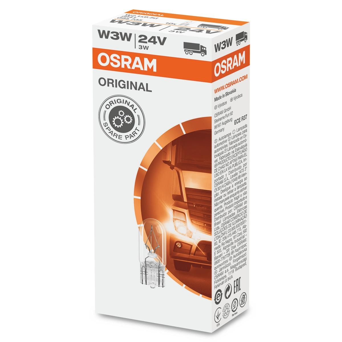 Lampada zoccolo vetro 24V 3W (W2,1x9,5D)